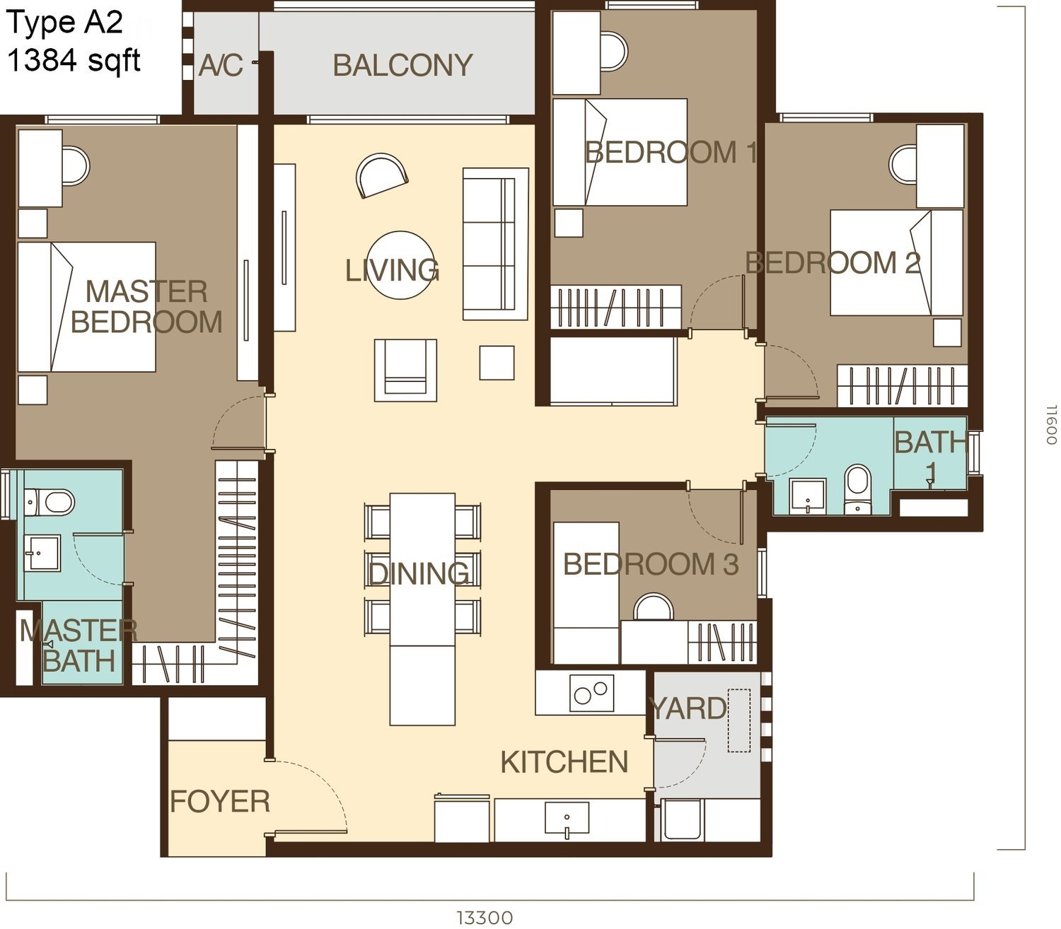 Ayanna Residence Type A2 floor plan
