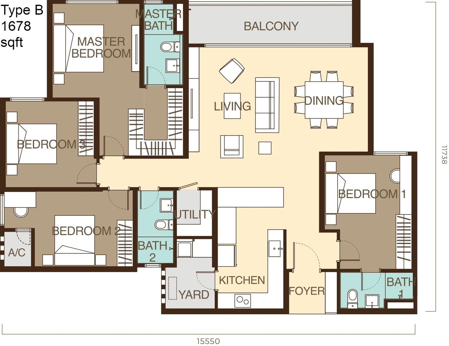 Ayanna Residence Type B floor plan