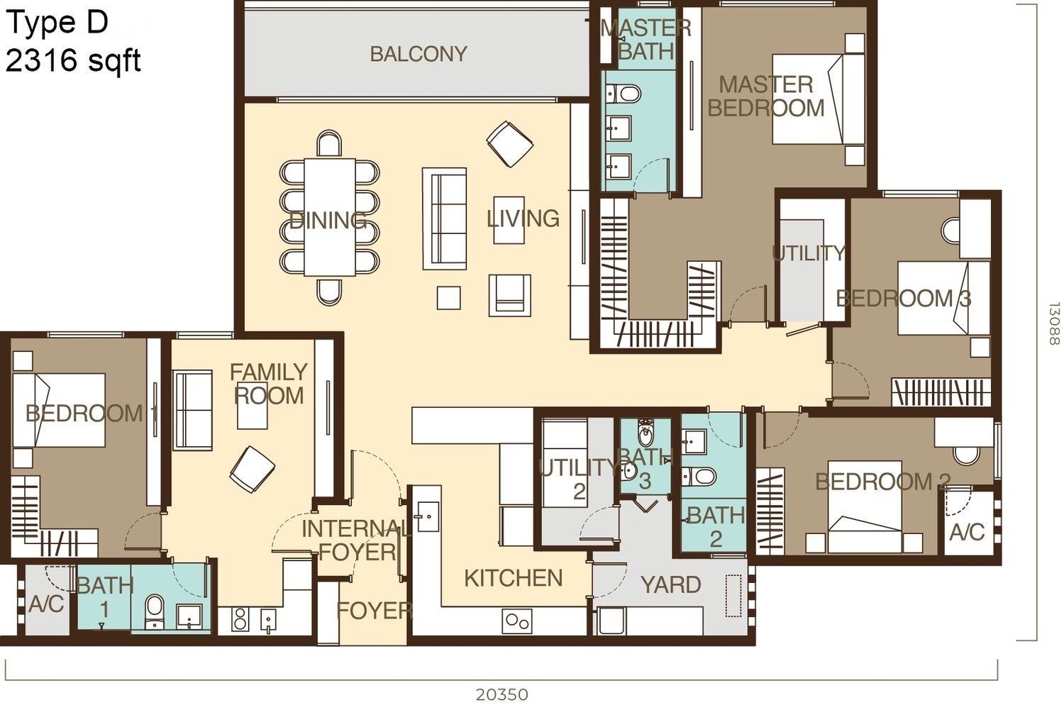 Ayanna Residence Type D floor plan