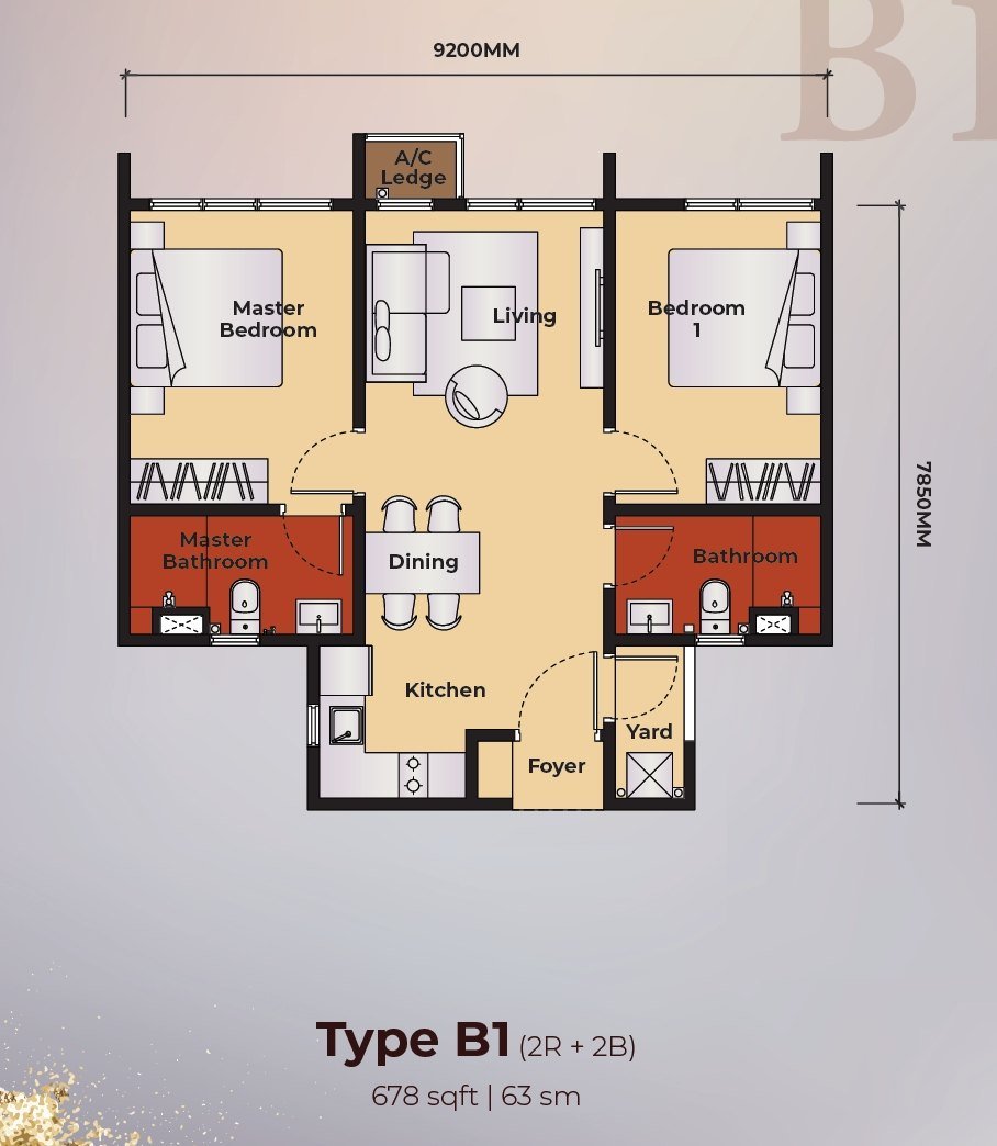 The Kingswoodz Type B1 floor plan